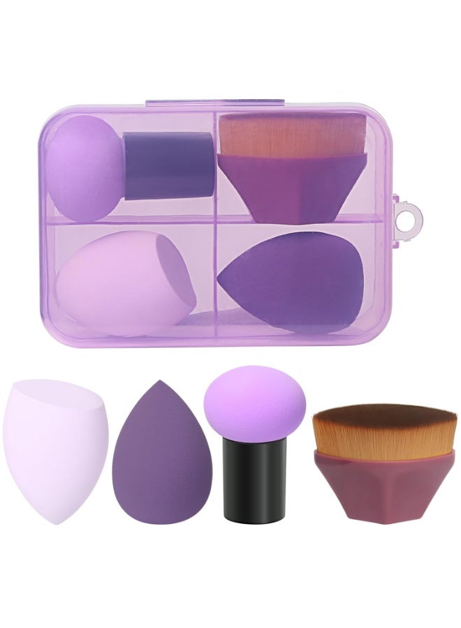 فرشاة كريم أساس واحدة، مجموعة من 3 قطع من إسفنجات المكياج، أداة دمج كريم الأساس، أداة وضع المكياج الرطب والجاف، فرشاة كونسيلر تجميلية للوجه، أعواد العيون، إسفنجة بودرة بمقبض (متعددة الألوان) - Image 1