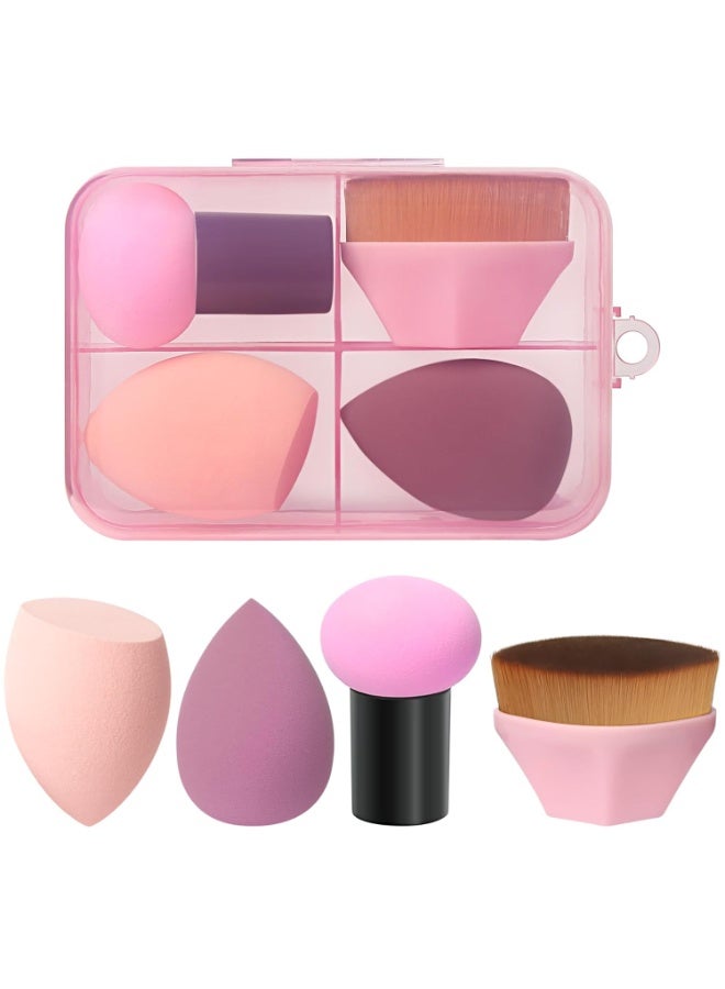 فرشاة كريم أساس واحدة، مجموعة من 3 قطع من إسفنجات المكياج، أداة دمج كريم الأساس، أداة وضع المكياج الرطب والجاف، فرشاة كونسيلر تجميلية للوجه، أعواد العيون، إسفنجة بودرة بمقبض (متعددة الألوان) - Image 3