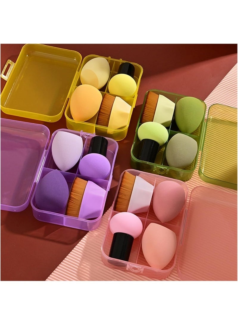 فرشاة كريم أساس واحدة، مجموعة من 3 قطع من إسفنجات المكياج، أداة دمج كريم الأساس، أداة وضع المكياج الرطب والجاف، فرشاة كونسيلر تجميلية للوجه، أعواد العيون، إسفنجة بودرة بمقبض (متعددة الألوان) - Image 4