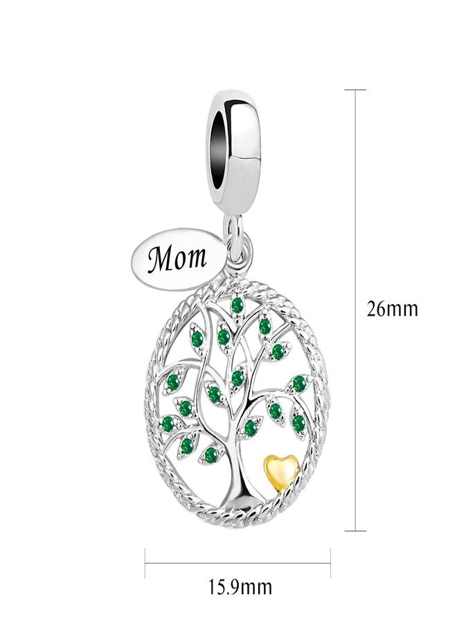 MiiFort Mom Family Tree Dangle Charm fits Pandora Moments Bracelets Birthday Jewelry Gifts for Daughter Mothers Day Green CZ - Image 4