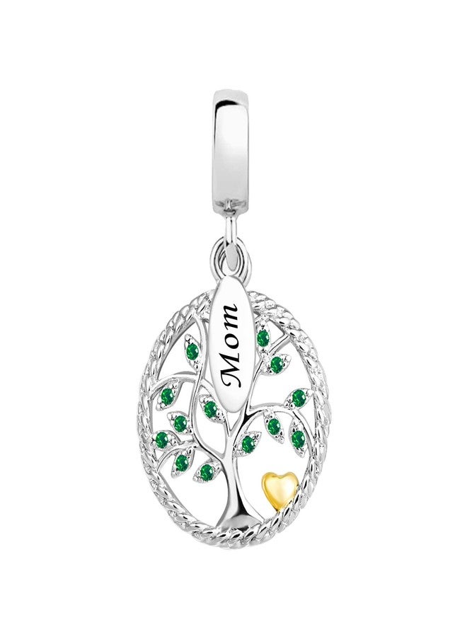 MiiFort Mom Family Tree Dangle Charm fits Pandora Moments Bracelets Birthday Jewelry Gifts for Daughter Mothers Day Green CZ - Image 2