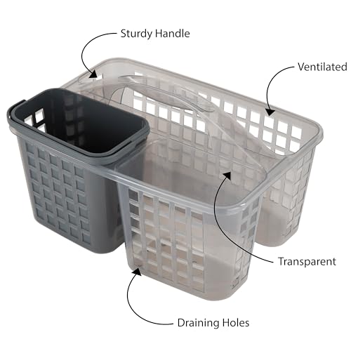 Bath Bliss 2 in 1 Portable, Bathroom Shower Caddy for Shampoo, Conditioner, Soap, and Cosmetics, in Grey Bath Tote (26118-GREY) - Image 3