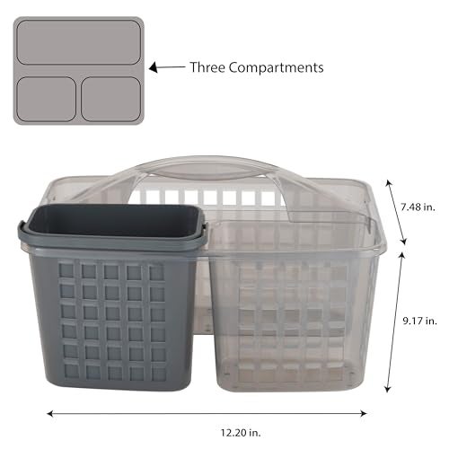 Bath Bliss 2 in 1 Portable, Bathroom Shower Caddy for Shampoo, Conditioner, Soap, and Cosmetics, in Grey Bath Tote (26118-GREY) - Image 4