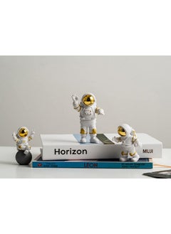 Geekmonkey Geekmonkey Set of 3 Astronaut Figure | White-Gold | Exclusive & Limited Edition (Gold Visor Jumping)  - Image 1
