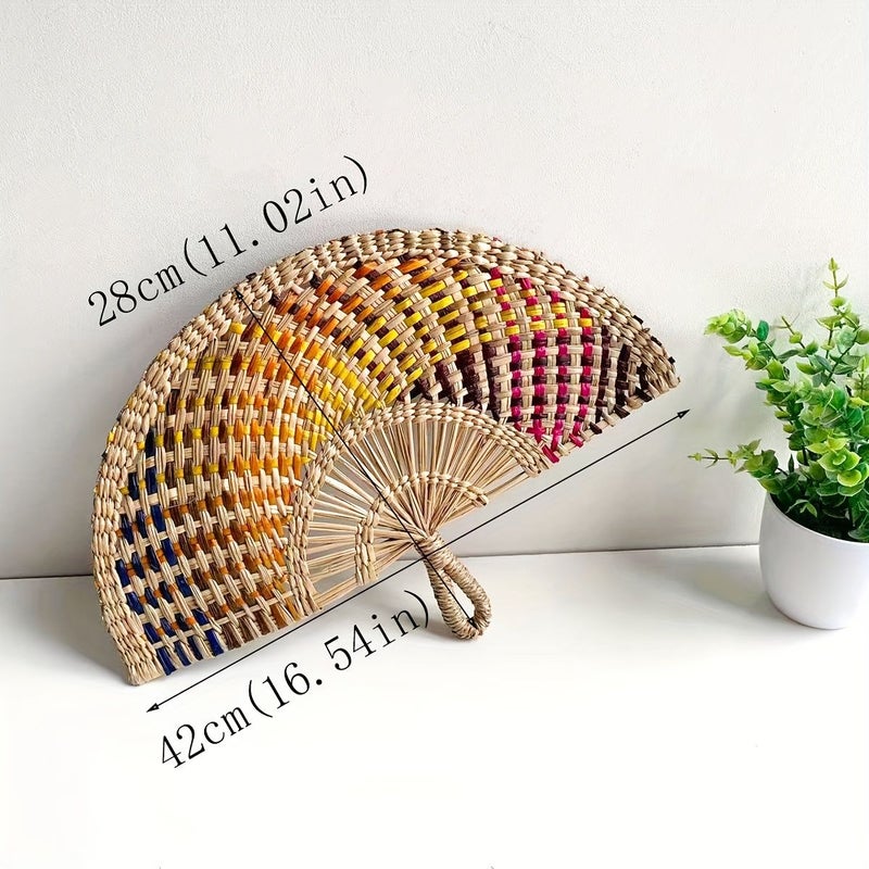 A Half Decorated Hand Fan Half Of The Grass Green 42 28 - Image 3