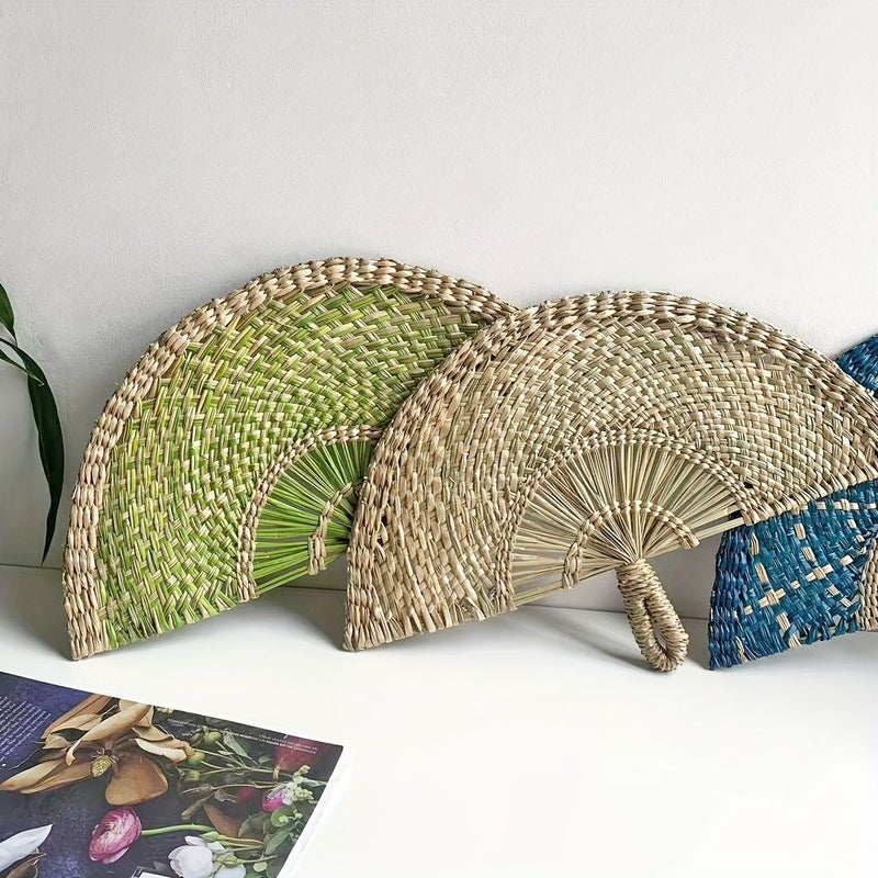 A Half Decorated Hand Fan Half Of The Grass Green 42 28 - Image 4