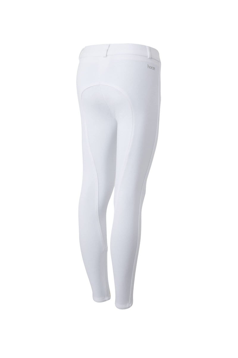 HORZE Active Kids' Unisex Silicone Grip Full Seat Horseback Riding Breeches - White - S - Image 3