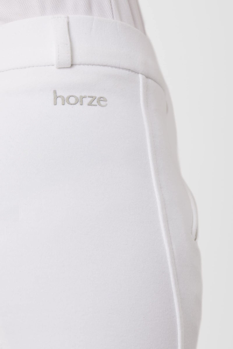 HORZE Active Kids' Unisex Silicone Grip Full Seat Horseback Riding Breeches - White - S - Image 5