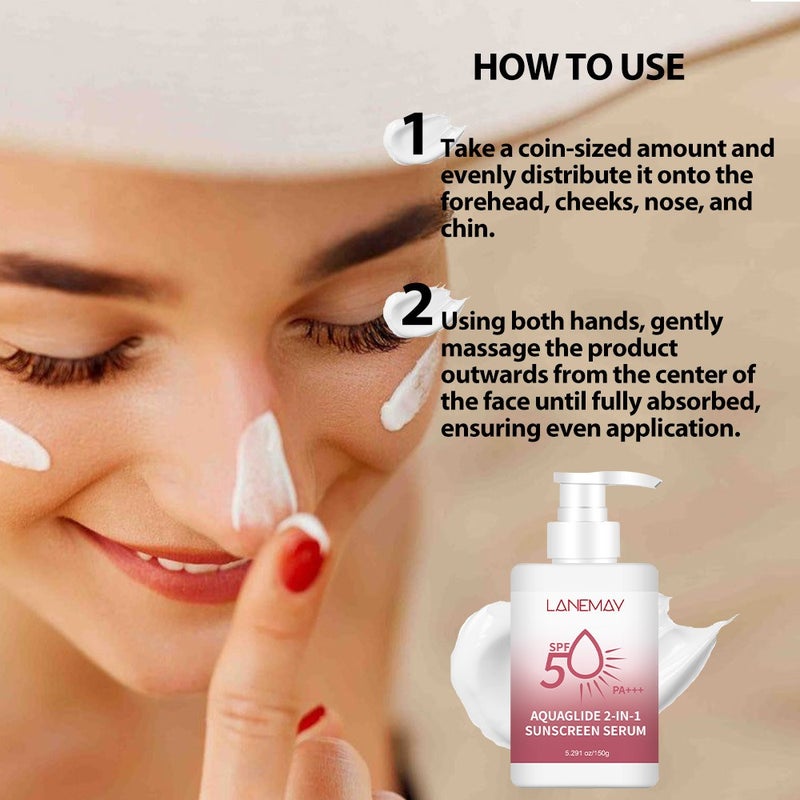 LANEMAY 2-in-1 Watery Protective Essence Lotion 150g SPF50+ PA+++ Large Capacity, Refreshing - Image 3