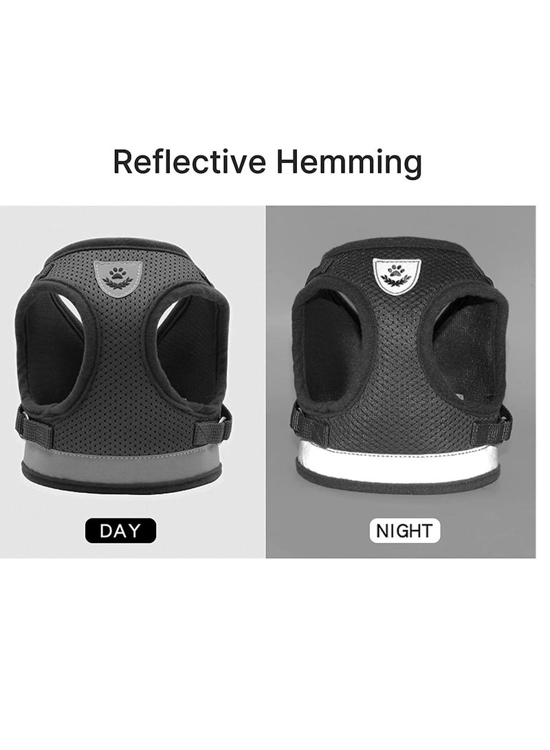 Pet Puppy And Cat Walking Harness And Leash Set, All-Weather Breathable Mesh With Reflective Strips, Suitable For Small Dogs, Cats, Kittens, Rabbits And Puppy Harnesses (Black, XS) - Image 5