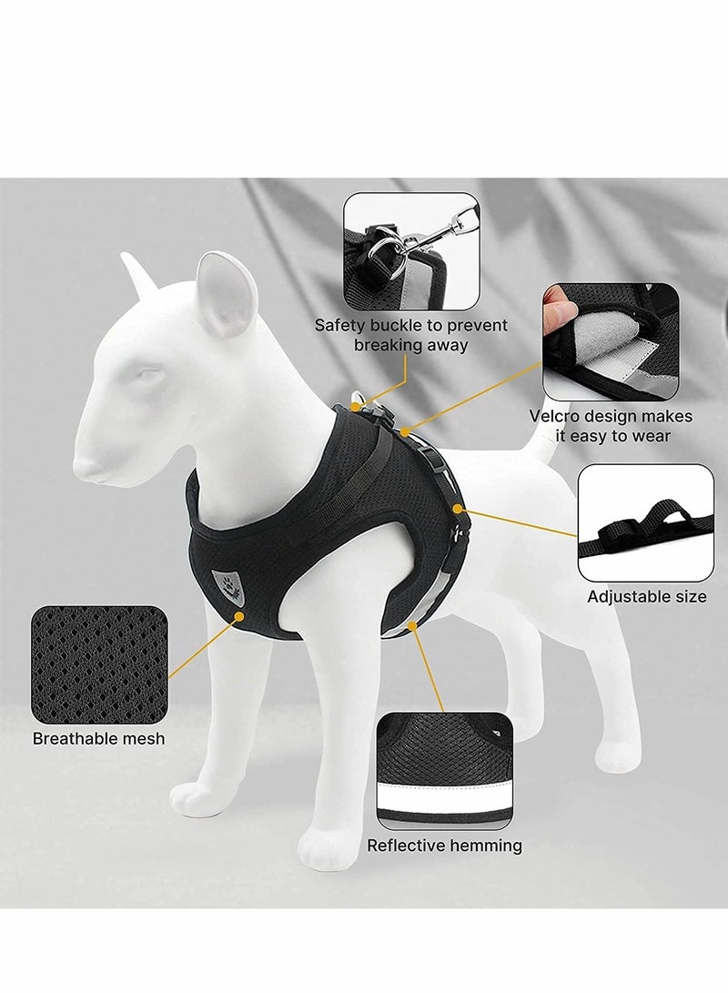 Pet Puppy And Cat Walking Harness And Leash Set, All-Weather Breathable Mesh With Reflective Strips, Suitable For Small Dogs, Cats, Kittens, Rabbits And Puppy Harnesses (Black, XS) - Image 4