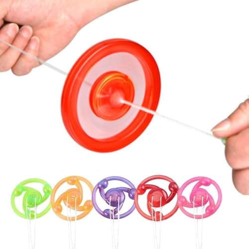 Essivox 5Pcs Pull Line Flywheel Spinning Tops with Rainbow Light Show Orbital Flash Display Colorful Glow Novelty Fidget Spinners - Image 1