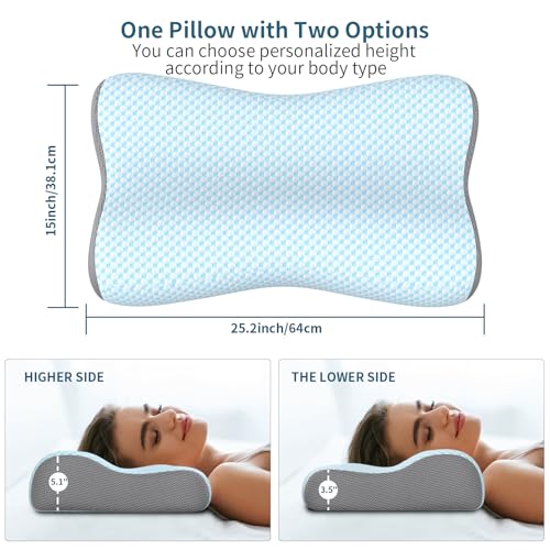 Polovo Cervical Neck Pillow for Pain Relief, Contour Memory Foam Pillows for Sleeping, Ergonomic Pillow Orthopedic Cooling Pillow Bed Pillow Neck Support for Side Back Stomach Sleepers - Image 3