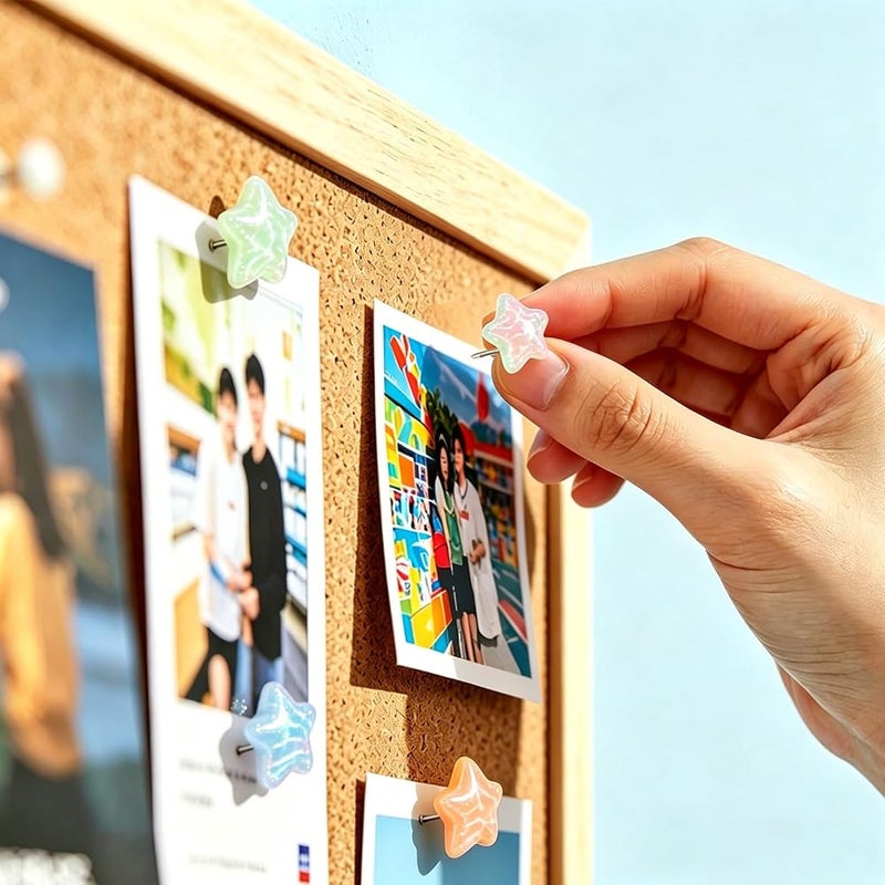PATIKIL 2.1 x 1.7cm Star Push Pins, 20 Pcs Star Shape Thumb Tacks Cute Decorative Push Pin with Storage Box for Cork Bulletin Boards Photos Wall Maps Office, Ripple Texture Mixed Colors - Image 5
