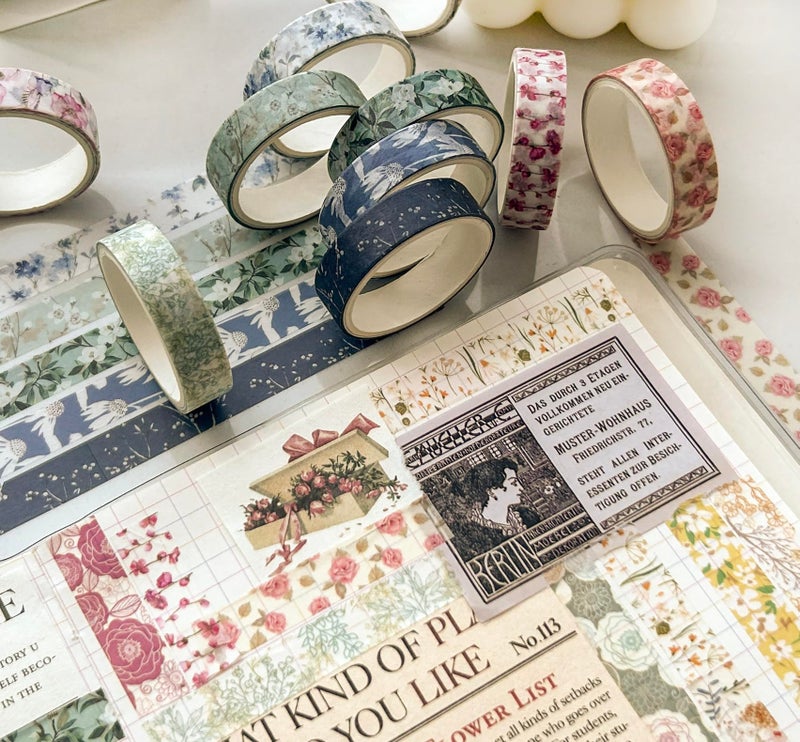 YUBX Flowers Washi Tape Set 30 Rolls Floral Patterns Decorative Skinny Slim Masking Tapes for Arts, DIY Crafts, Journals, Planners, Scrapbook, Wrapping (Greens Thrive) - Image 2