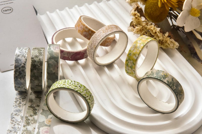YUBX Flowers Washi Tape Set 30 Rolls Floral Patterns Decorative Skinny Slim Masking Tapes for Arts, DIY Crafts, Journals, Planners, Scrapbook, Wrapping (Greens Thrive) - Image 3