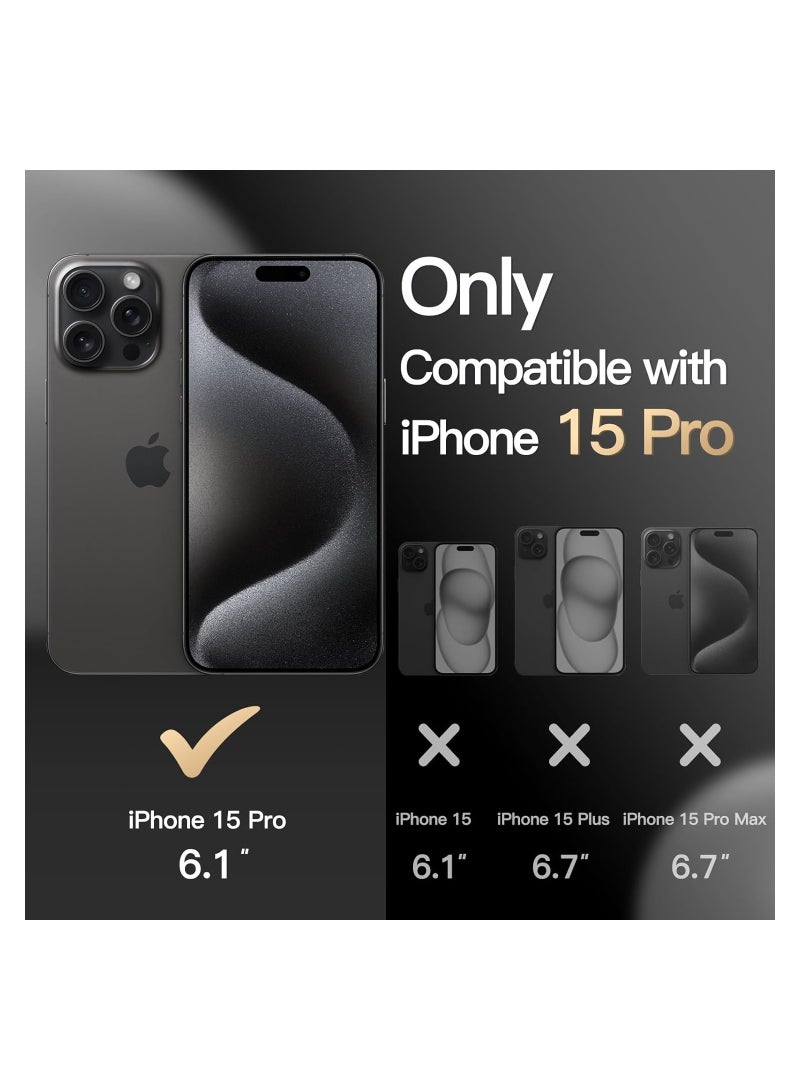 جي تيك حافظة آيفون 15 برو مقاس 6.1 بوصة شديدة التحمل بطبقة مزدوجة حماية قوية، غطاء هاتف متين واقٍ مقاوم للصدمات مع خلفية سوداء غير لامعة - Image 2