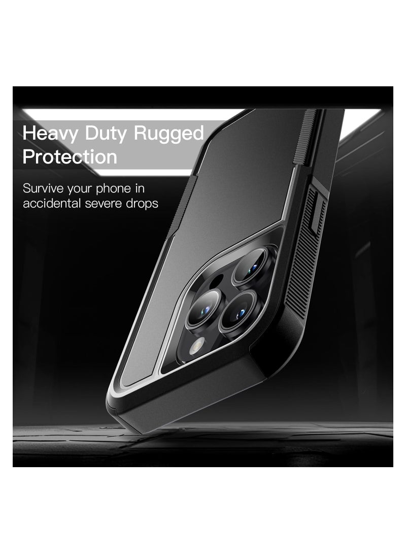 جي تيك حافظة آيفون 15 برو مقاس 6.1 بوصة شديدة التحمل بطبقة مزدوجة حماية قوية، غطاء هاتف متين واقٍ مقاوم للصدمات مع خلفية سوداء غير لامعة - Image 4