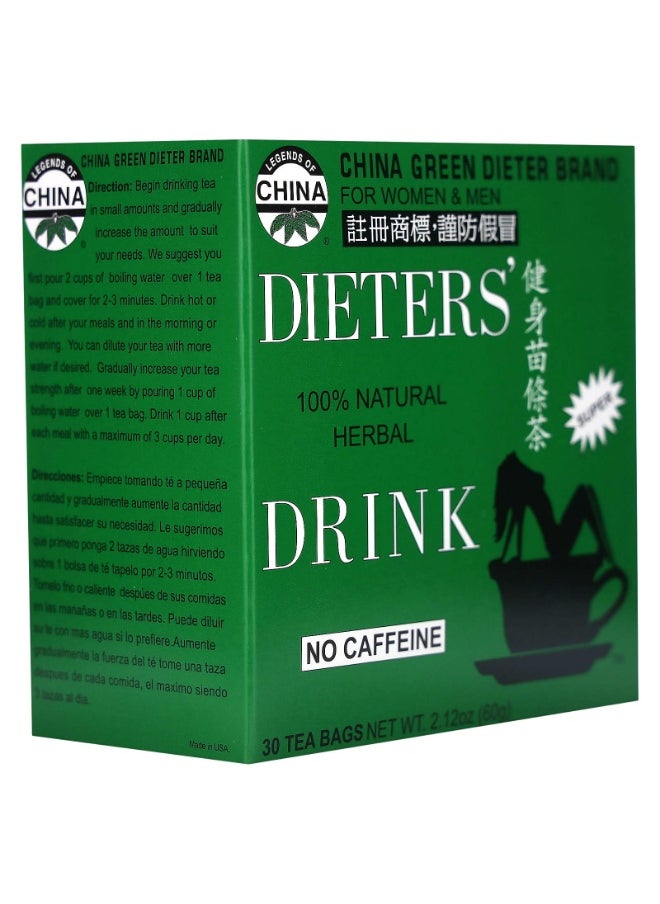 Uncle Lee's Tea, Dieter's 100% Natural Herbal Drink, No Caffeine, 30 Tea Bags, 2.12 oz (60 g)