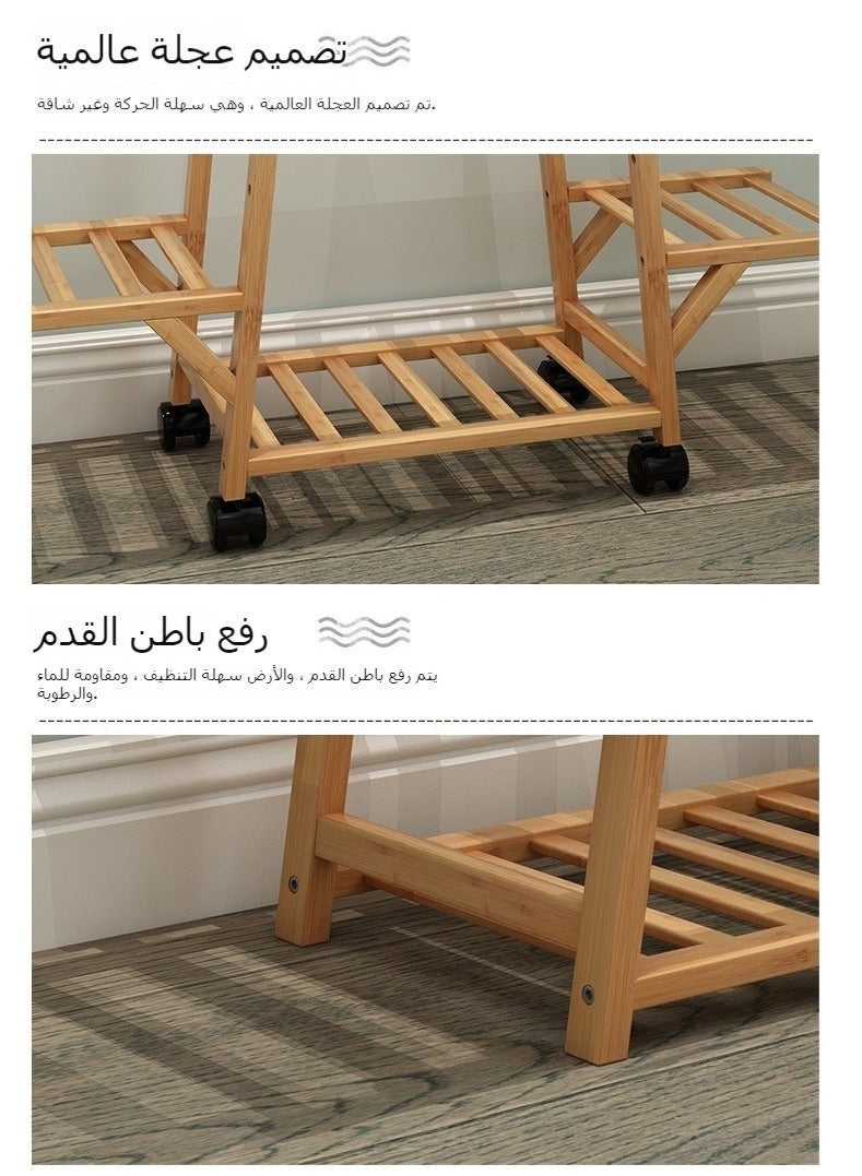 والالا حامل نبات خشبي طويل متحرك للاستخدام الداخلي والخارجي، رف عرض زاوية رف النبات الخشبي، حامل وعاء زراعي متعدد الطبقات مع عجلات لغرفة المعيشة، شرفة حديقة الفناء - Image 3