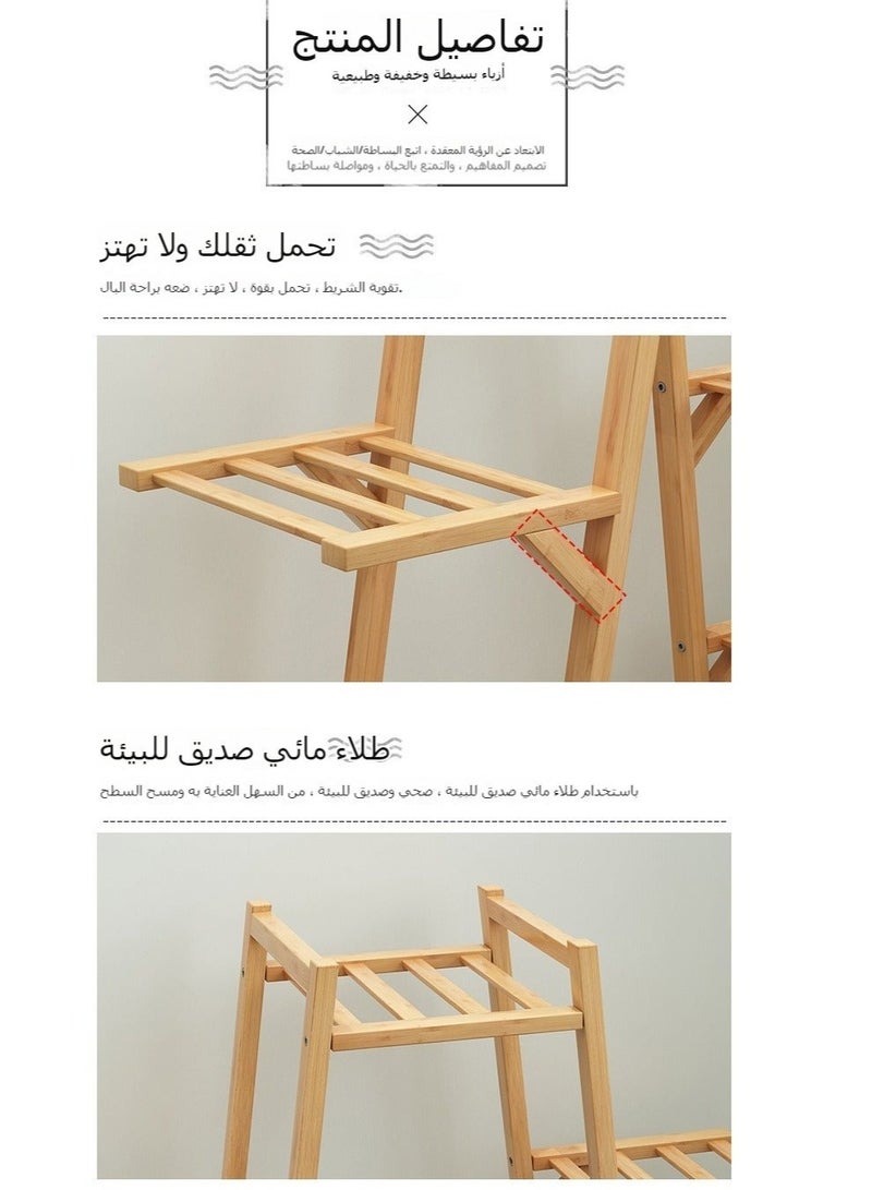 والالا حامل نبات خشبي طويل متحرك للاستخدام الداخلي والخارجي، رف عرض زاوية رف النبات الخشبي، حامل وعاء زراعي متعدد الطبقات مع عجلات لغرفة المعيشة، شرفة حديقة الفناء - Image 2