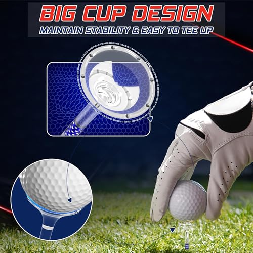 prowithlin EagleGlo Golf Tees, Golf Tees 3 1/4'' Unbreakable Transparent Acrylic, Plastic Golf Tees Reduce Side Spin & Friction, Long Golf Tees Bulk with Big Cup & 8 Prongs Golf Accessories for Men - 50 Pack - Image 5