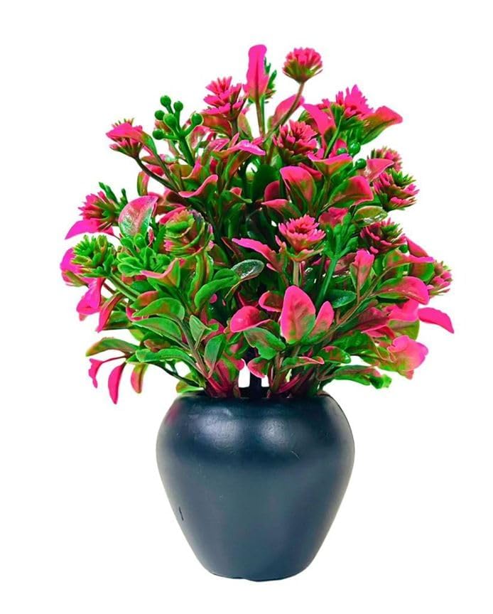 ATEVON Artificial Flower Plant – Faux Floral Arrangement for Home, Bedroom, Living Room & Balcony Decor, with Black Pot - Image 2