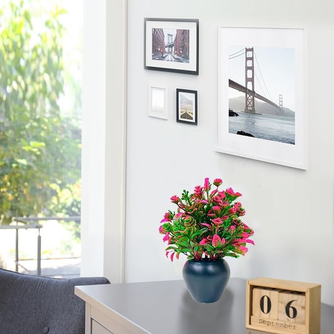 ATEVON Artificial Flower Plant – Faux Floral Arrangement for Home, Bedroom, Living Room & Balcony Decor, with Black Pot - Image 3