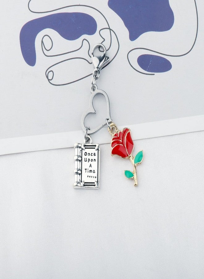 AKTAP Beauty Beast Movie Inspired Earring Rose Belle Charm Jewelry for Princess Fans (B-auty B-ast Movie Inspired Zipper Keychain) - Image 2