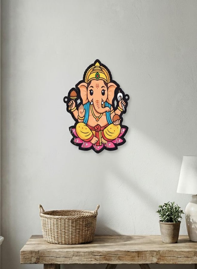 RADIQORE Wooden Ganesha Key Holder for Wall Decor - 7 Hook Key Hanger for Home, Office & Living Room - Spiritual Wall Mount Key Organizer Rack - Standard Size (7 x 8 Inches, Multicolor) (Ganesh ji) - Image 3