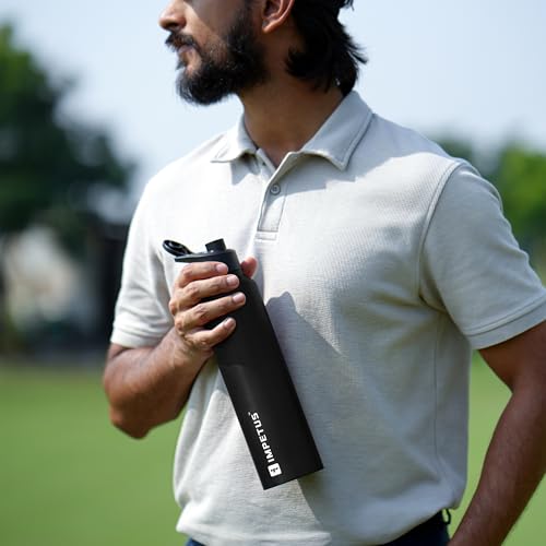 IMPETUS Stainless Steel Water Bottle Sipper 1L (1000ml) Leakproof, Rust free metal bottle & Lightweight Best use for Gym, Office, School, Travel & Fridge– Black - Image 3