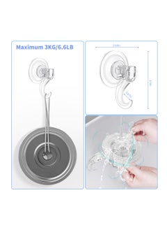 Excefore Suction Cup Hooks for Shower, 4 Pcs Reusable Strong Waterproof Shower Hooks, Heavy Duty Clear Vacuum Suction Hanger for Glass Doors, Bathrooms, Showers, Kitchens, Towels  - Image 2