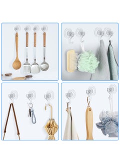 Excefore Suction Cup Hooks for Shower, 4 Pcs Reusable Strong Waterproof Shower Hooks, Heavy Duty Clear Vacuum Suction Hanger for Glass Doors, Bathrooms, Showers, Kitchens, Towels  - Image 4