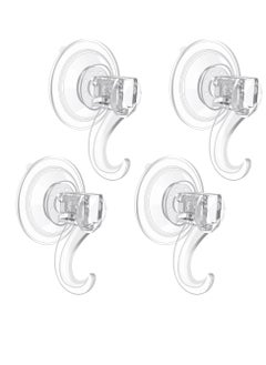 Excefore Suction Cup Hooks for Shower, 4 Pcs Reusable Strong Waterproof Shower Hooks, Heavy Duty Clear Vacuum Suction Hanger for Glass Doors, Bathrooms, Showers, Kitchens, Towels  - Image 1