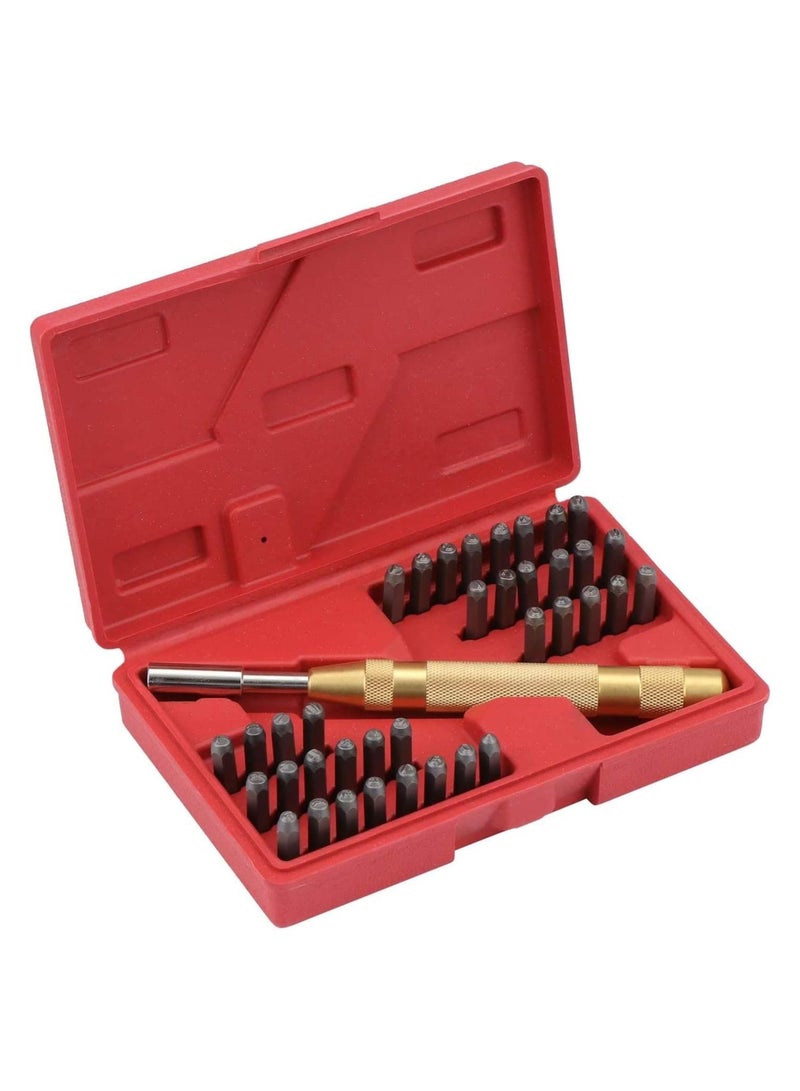 SYOSI Alphabet Letter and Number Punch Set, Metal Stamping Kit, Carbon Steel Punch Press Tool, for Imprinting Marking Metal Wood Leather DIY Jewelry Making, 38 Pcs  - Image 1