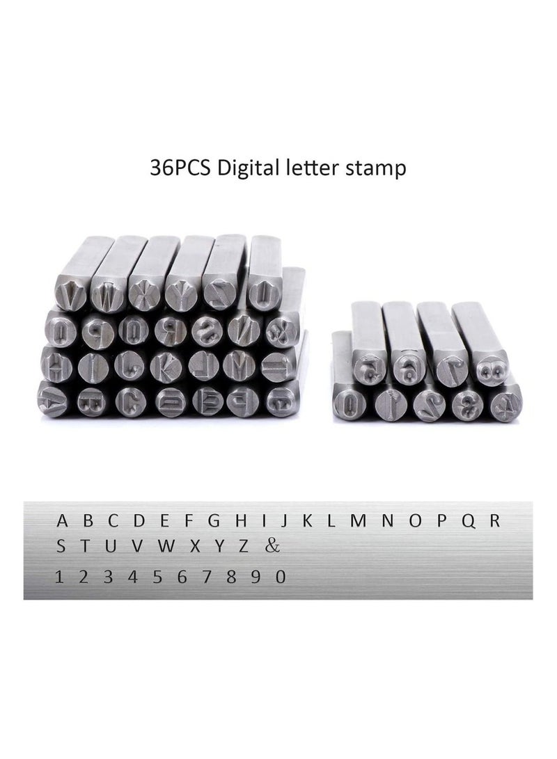 SYOSI Alphabet Letter and Number Punch Set, Metal Stamping Kit, Carbon Steel Punch Press Tool, for Imprinting Marking Metal Wood Leather DIY Jewelry Making, 38 Pcs  - Image 4