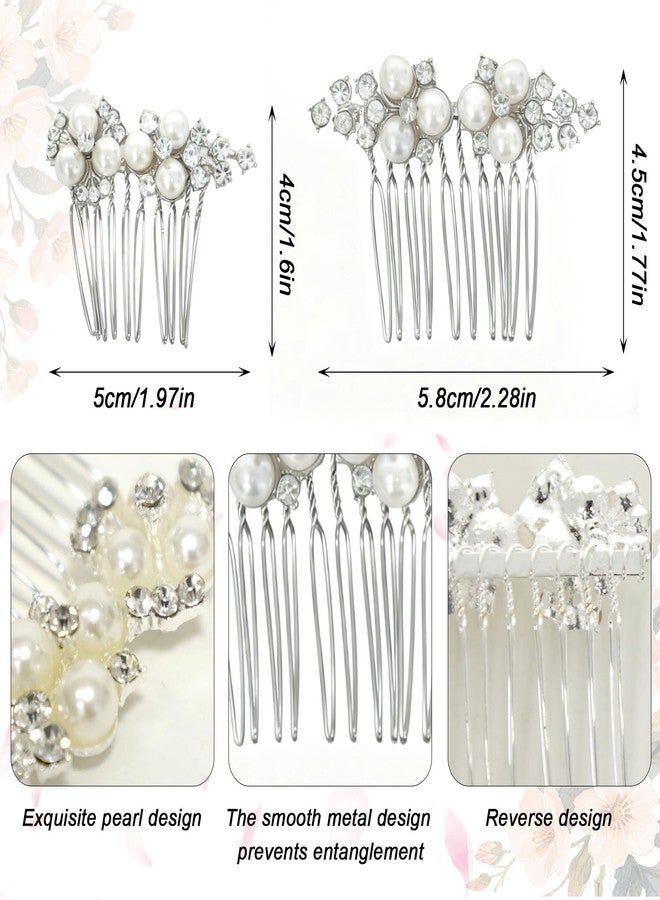 DeepSexual 2Pcs Bridal Pearl Hair Comb and Wedding Hair Accessories with Rhinestone Hair Clip for Women (Silver) - Image 2