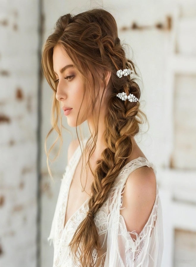 DeepSexual 2Pcs Bridal Pearl Hair Comb and Wedding Hair Accessories with Rhinestone Hair Clip for Women (Silver) - Image 5