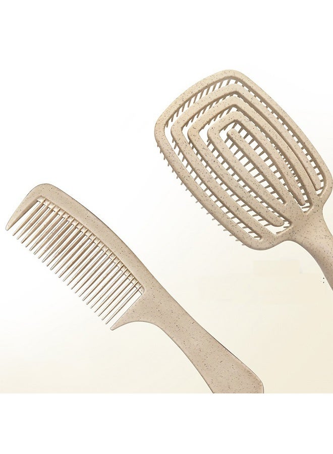 2pcs Hair Brush Boar & Comb Set, Detangling & Styling Anti-Static Bristle Brush Paddle with Ergonomic Handle for Thick Curly Thin Long Short Wet Dry for Men Women Kids - Image 3
