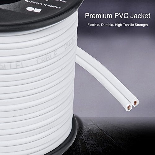 TYUMEN 18 AWG Gauge 2 Conductor Stranded 40 FT Roll Speaker Zip Wire Car Home Audio Cable, 99.95% Oxygen Free Copper Wires, White - Image 4