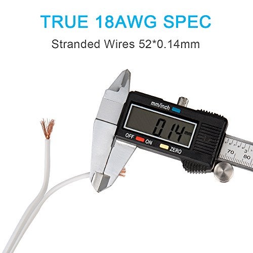 TYUMEN 18 AWG Gauge 2 Conductor Stranded 40 FT Roll Speaker Zip Wire Car Home Audio Cable, 99.95% Oxygen Free Copper Wires, White - Image 5