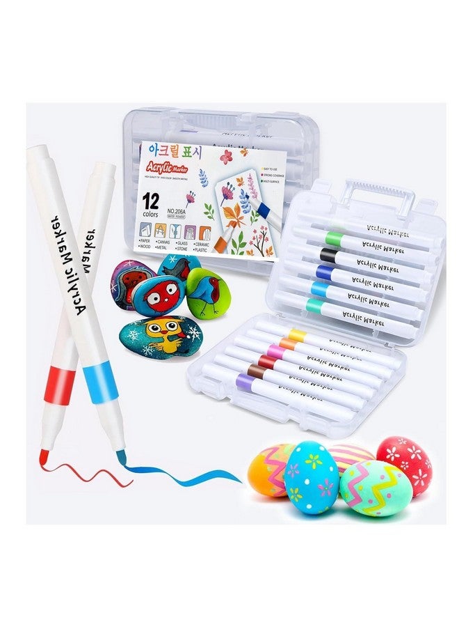 Corslet مجموعة أقلام ماركر أكريليك 12 لون غير سامة مثالية لفن الماندالا والرسم والتلوين والتظليل - Image 1