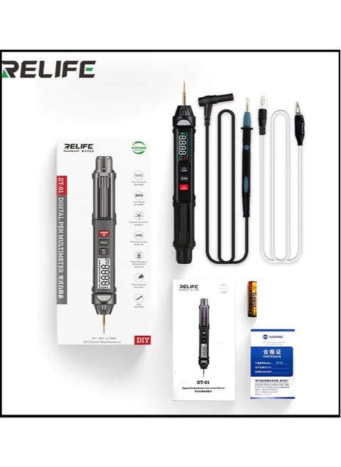 جهاز القياس المتعدد الصغير الذكي RELIFE DT-01 على شكل قلم - جهاز اختبار رقمي عالي الدقة وسهل الحمل والاستخدام