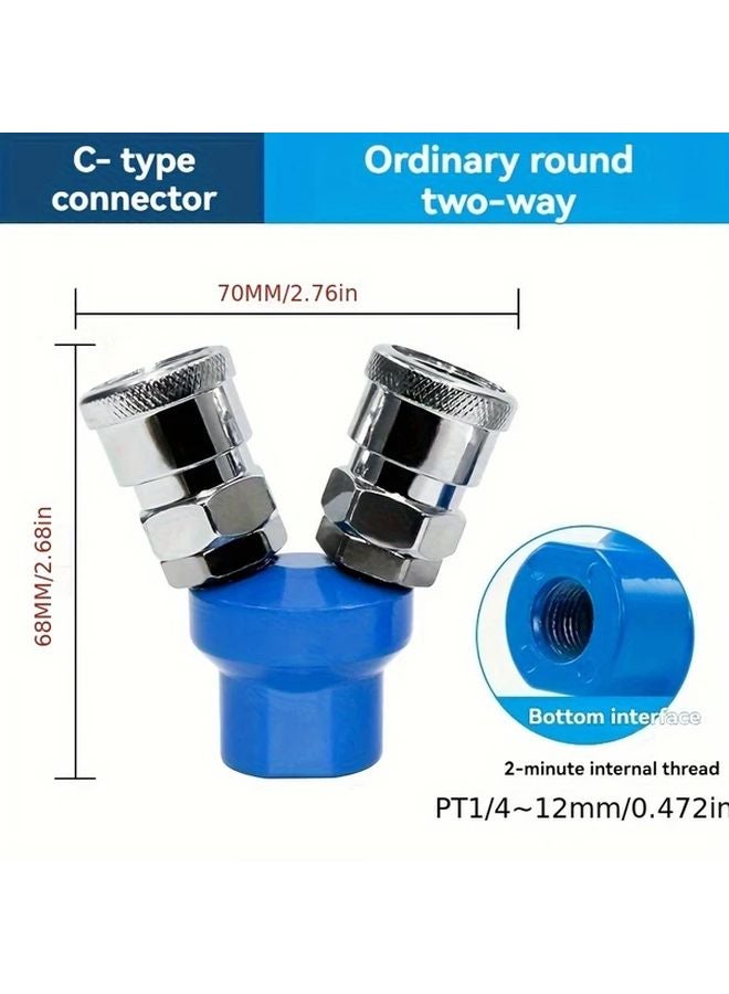 2 Way Quick Connector Air Compressor Multi Hose Coupler Pneumatic Fitting Tool - Image 1