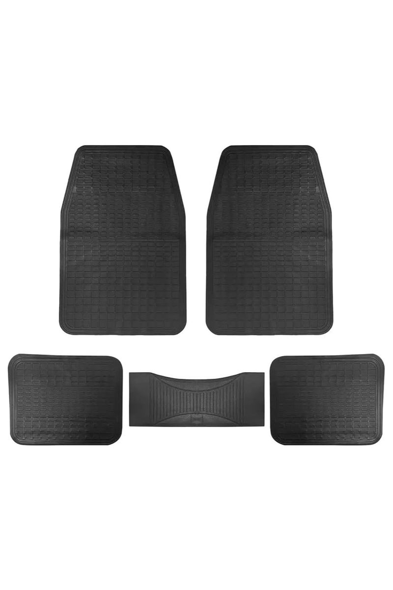 BYSON Black PVC Car Mat Set 5 Pieces Durable Waterproof All Weather Floor Mats for Front and Rear Seats - Non Slip Easy to Clean Design Stylish Interior Protection for Cars - Image 1