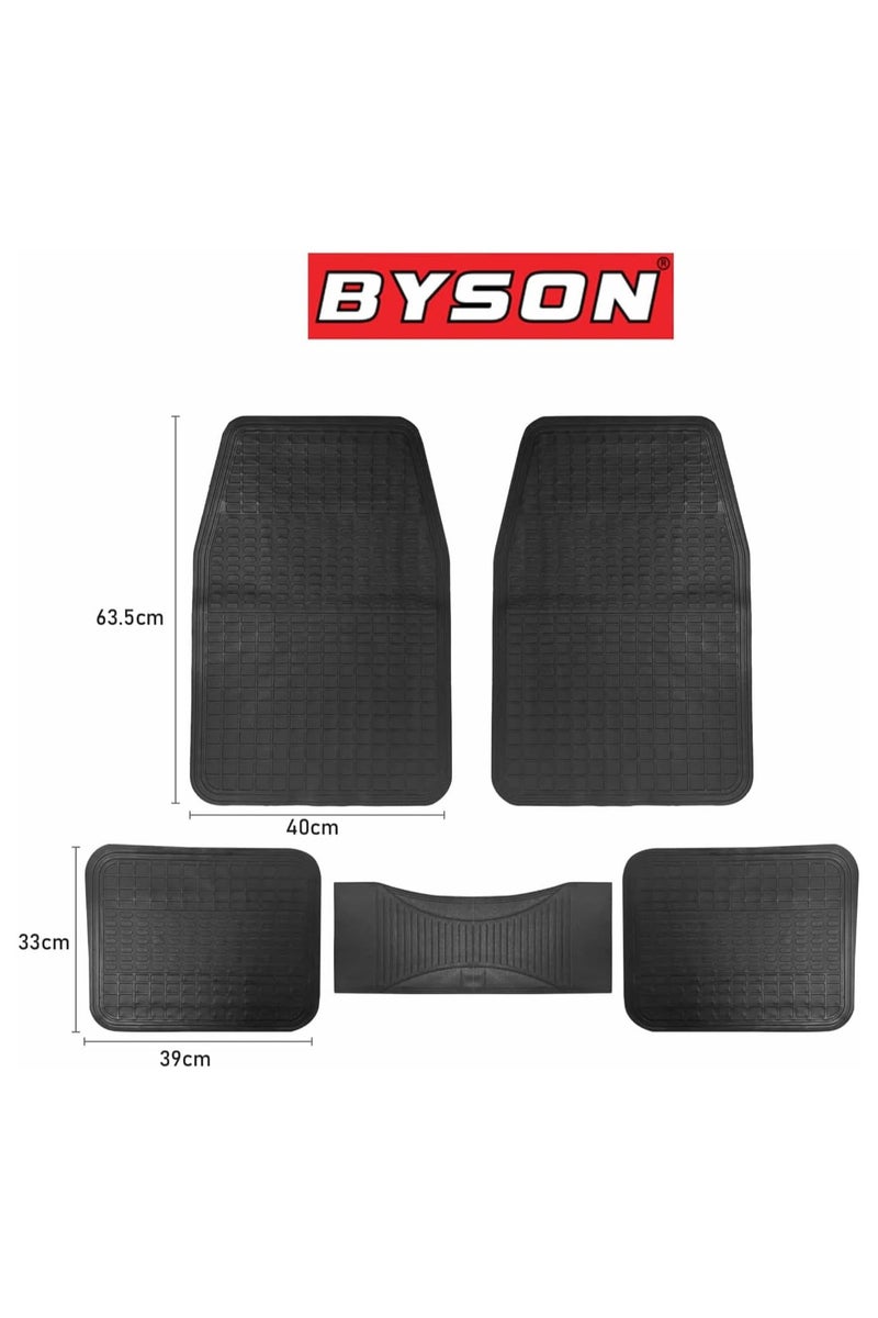 BYSON Black PVC Car Mat Set 5 Pieces Durable Waterproof All Weather Floor Mats for Front and Rear Seats - Non Slip Easy to Clean Design Stylish Interior Protection for Cars - Image 4