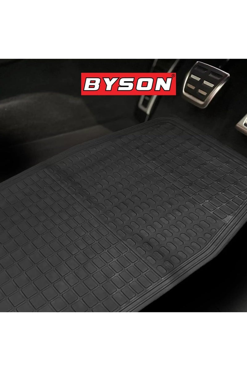 BYSON Black PVC Car Mat Set 5 Pieces Durable Waterproof All Weather Floor Mats for Front and Rear Seats - Non Slip Easy to Clean Design Stylish Interior Protection for Cars - Image 2