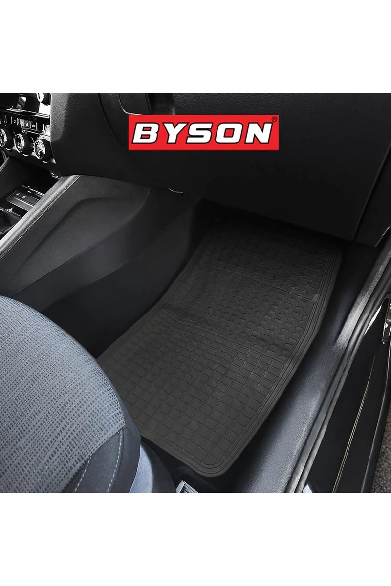 BYSON Black PVC Car Mat Set 5 Pieces Durable Waterproof All Weather Floor Mats for Front and Rear Seats - Non Slip Easy to Clean Design Stylish Interior Protection for Cars - Image 3