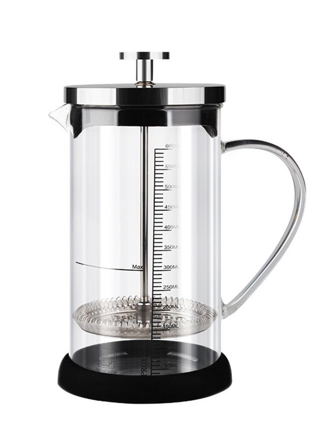 Hihonor French Press with Scale 600ml French Press Coffee Maker Heat Resistant Glass Tea Maker - Image 1