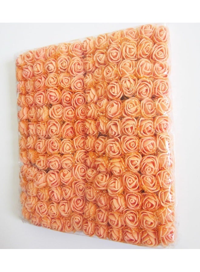 Artfen Mini Fake Rose Flower Heads 144pcs Mini Artificial Roses DIY Wedding Flowers Accessories Make Bridal Hair Clips Headbands Dress Bottom add Gauze Orange - Image 3